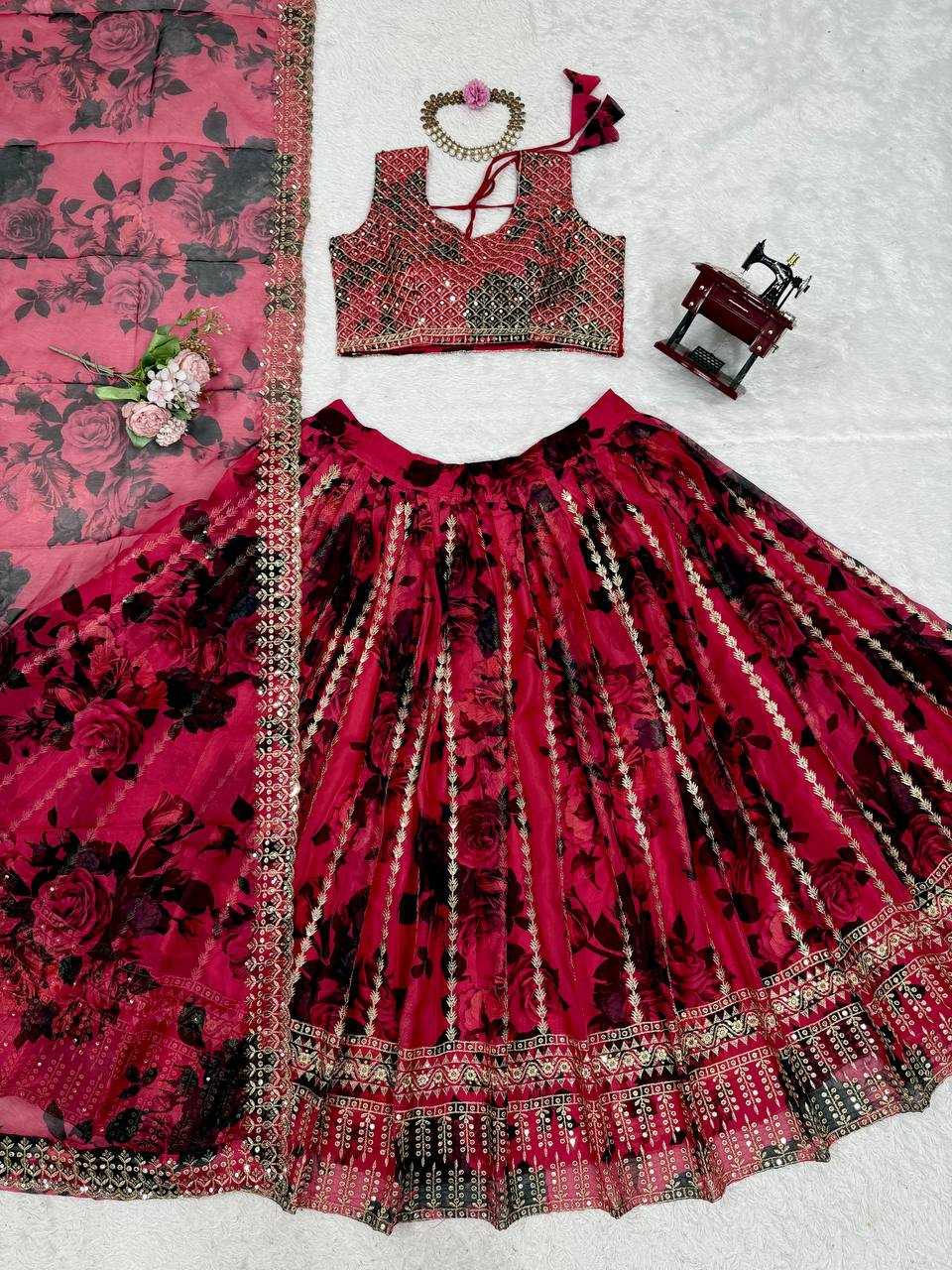 Ynf Organza RIN162 362 Lehengas Wholesale Fancy Lehenga Silk Lehenga Sequins Lehenga Manufacturer