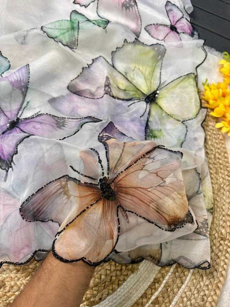 Ynf Organza RIN164 handprint Sarees Wedding Collections Festive Collections Wholesale Printed Sarees White Sarees Onam Collections Manufacturer