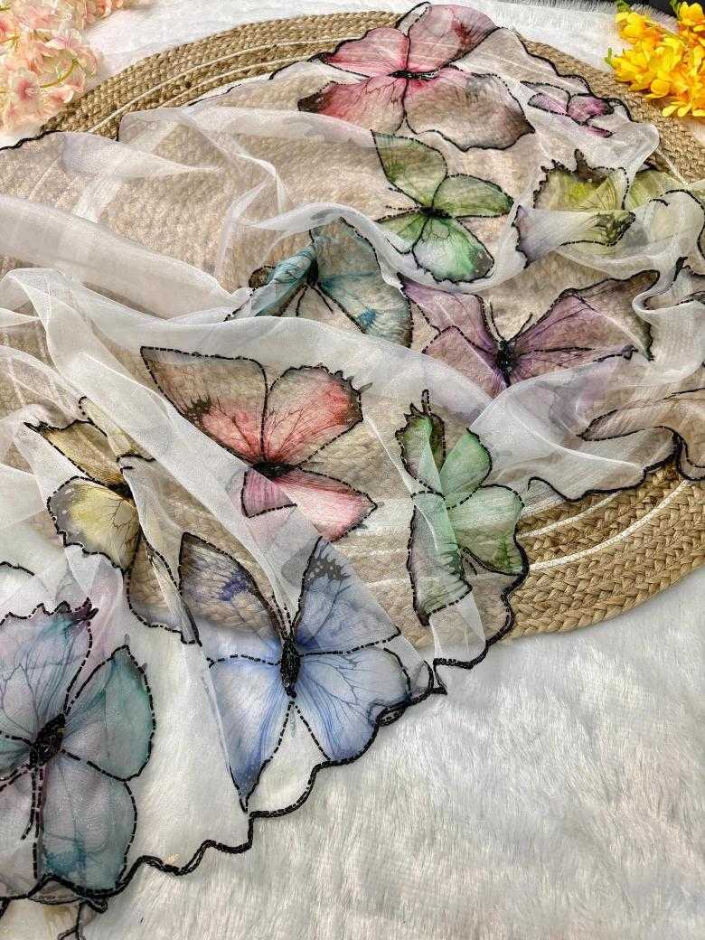 Ynf Organza RIN164 handprint Sarees Wedding Collections Festive Collections Wholesale Printed Sarees White Sarees Onam Collections Manufacturer