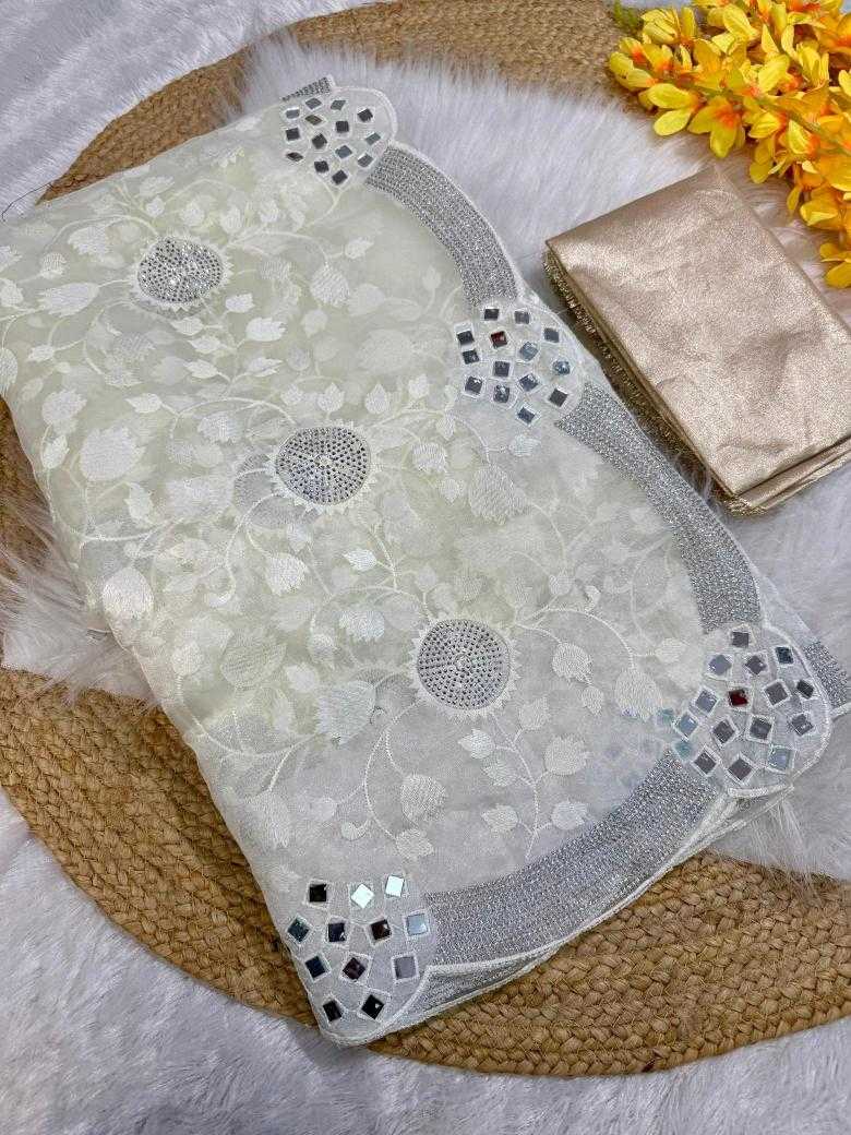 Ynf Organza RIN164 perfect blend Sarees Wedding Collections Festive Collections Wholesale Organza Sarees White Sarees Onam Collections Manufacturer