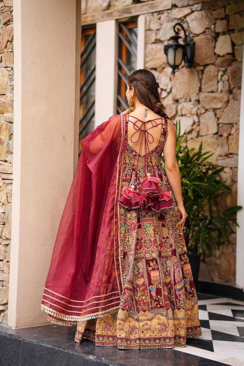 Ynf Organza Silk KESH154 301 Gowns Wedding Collections Festive Collections Wholesale Printed Gowns Gown With Dupatta Sleeveless Gowns Manufacturer