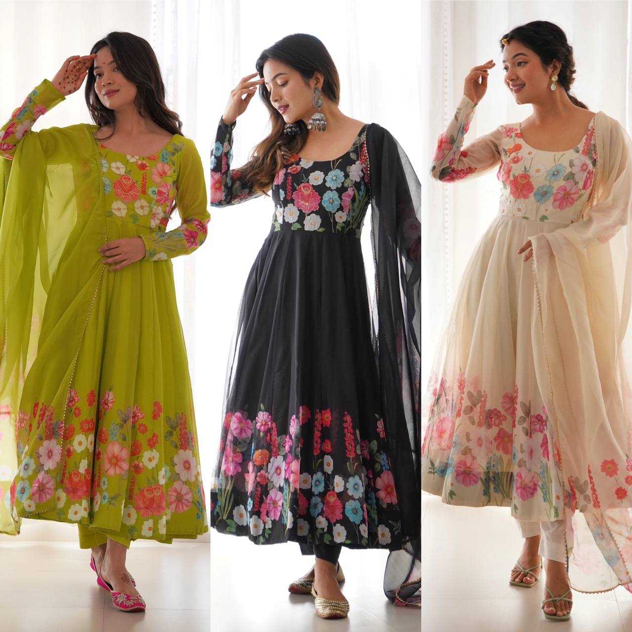 Ynf Organza Silk KESH504 25 Suits & Dresses Wedding Collections Festive Collections Wholesale Printed Suits Ladies Silk Suit Anarkali Suits Manufacturer