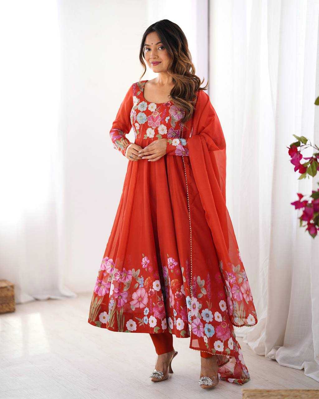 Ynf Organza Silk KESH504 25 Suits & Dresses Wedding Collections Festive Collections Wholesale Printed Suits Ladies Silk Suit Anarkali Suits Manufacturer