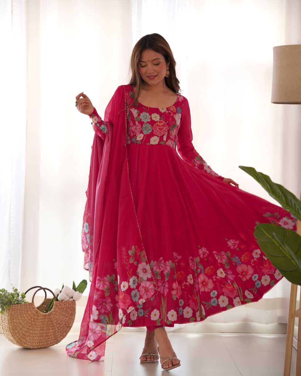 Ynf Organza Silk KESH504 25 Suits & Dresses Wedding Collections Festive Collections Wholesale Printed Suits Ladies Silk Suit Anarkali Suits Manufacturer