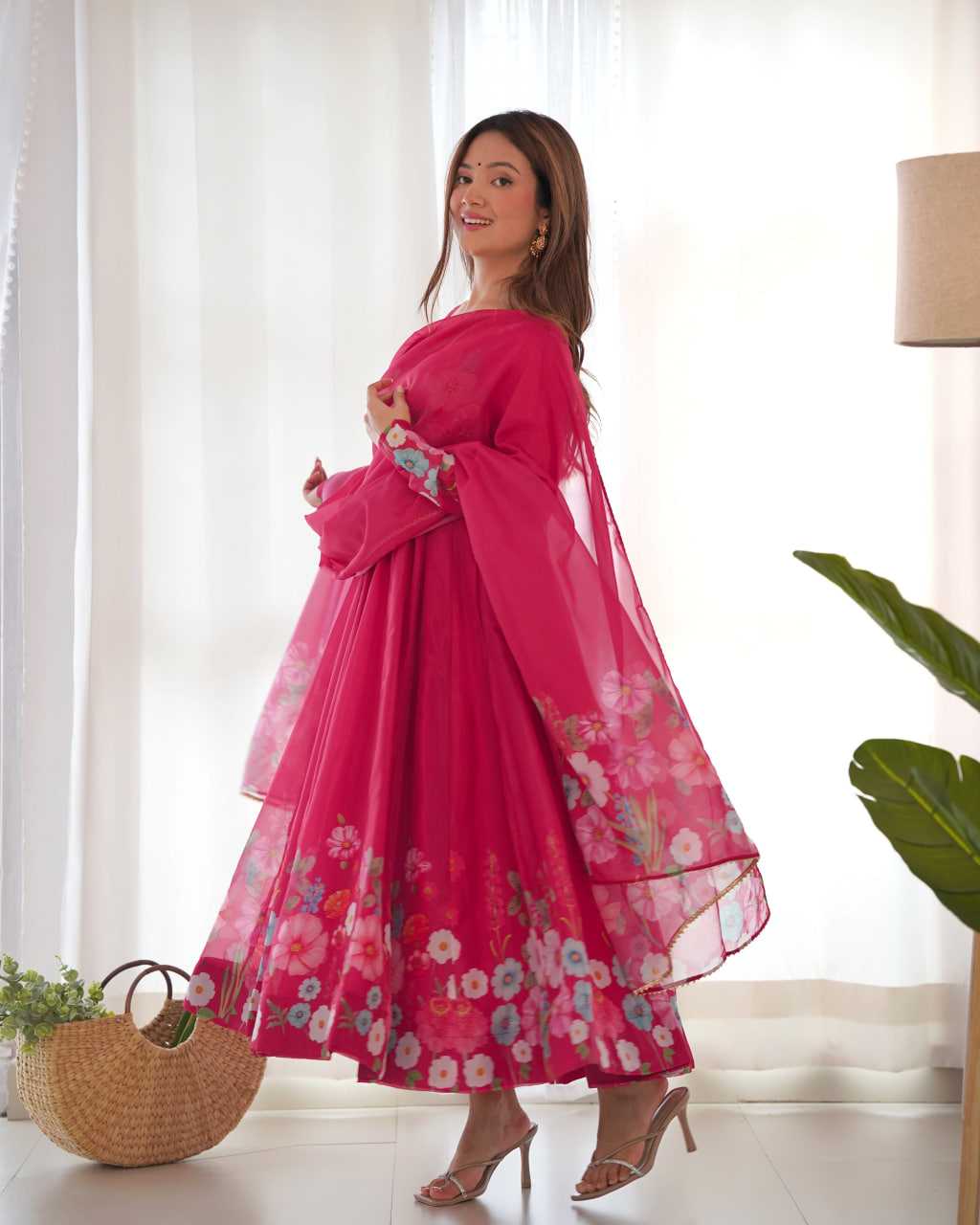 Ynf Organza Silk KESH504 25 Suits & Dresses Wedding Collections Festive Collections Wholesale Printed Suits Ladies Silk Suit Anarkali Suits Manufacturer