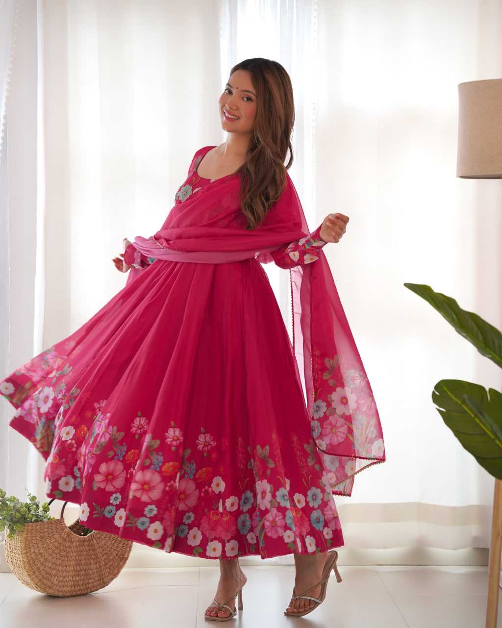 Ynf Organza Silk KESH504 25 Suits & Dresses Wedding Collections Festive Collections Wholesale Printed Suits Ladies Silk Suit Anarkali Suits Manufacturer