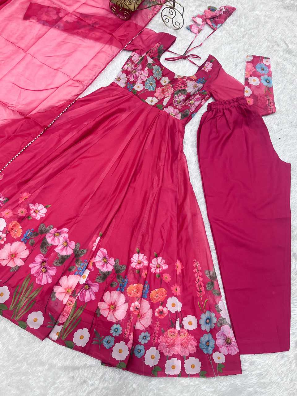 Ynf Organza Silk KESH504 25 Suits & Dresses Wedding Collections Festive Collections Wholesale Printed Suits Ladies Silk Suit Anarkali Suits Manufacturer