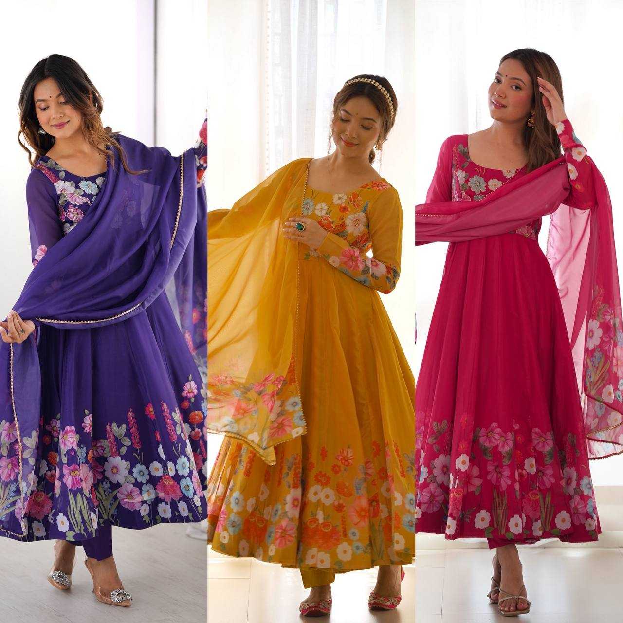 Ynf Organza Silk KESH504 25 Suits & Dresses Wedding Collections Festive Collections Wholesale Printed Suits Ladies Silk Suit Anarkali Suits Manufacturer