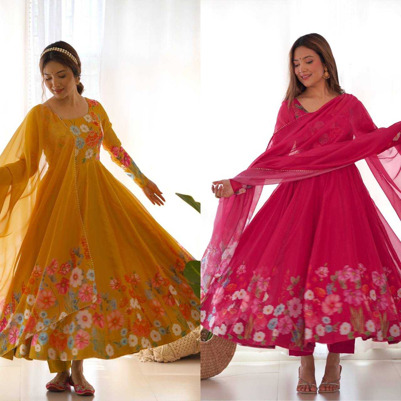 Ynf Organza Silk KESH504 25 Suits & Dresses Wedding Collections Festive Collections Wholesale Printed Suits Ladies Silk Suit Anarkali Suits Manufacturer