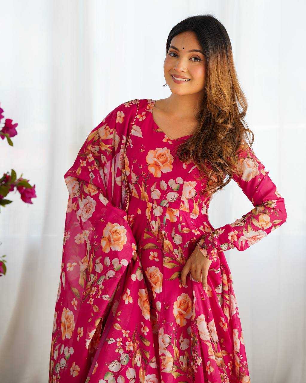Ynf Organza Silk KESH504 274 Gowns Wedding Collections Festive Collections Wholesale Printed Gowns Anarkali Gown Wedding Outfits Manufacturer