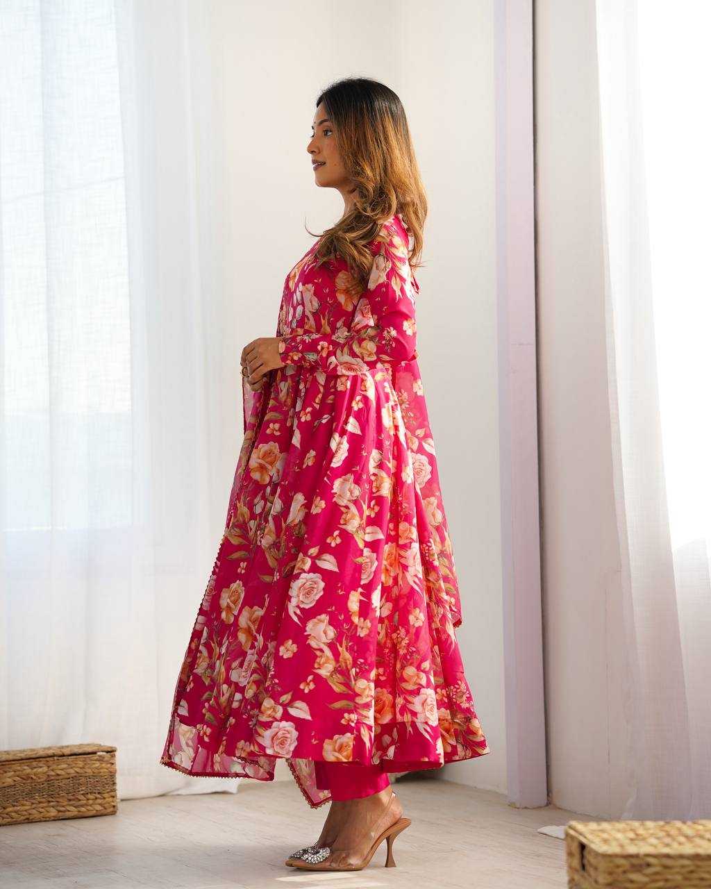 Ynf Organza Silk KESH504 274 Gowns Wedding Collections Festive Collections Wholesale Printed Gowns Anarkali Gown Wedding Outfits Manufacturer