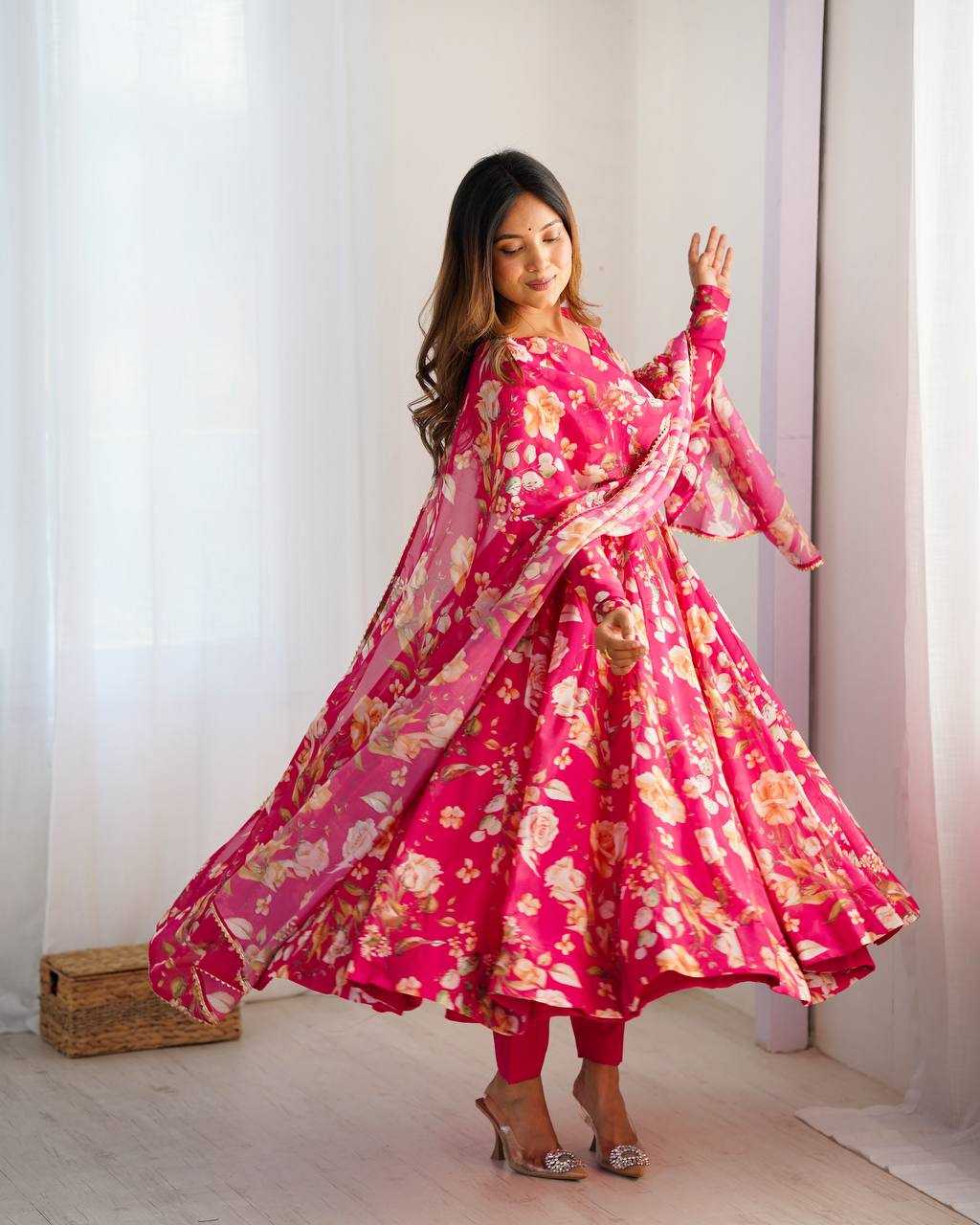 Ynf Organza Silk KESH504 274 Gowns Wedding Collections Festive Collections Wholesale Printed Gowns Anarkali Gown Wedding Outfits Manufacturer