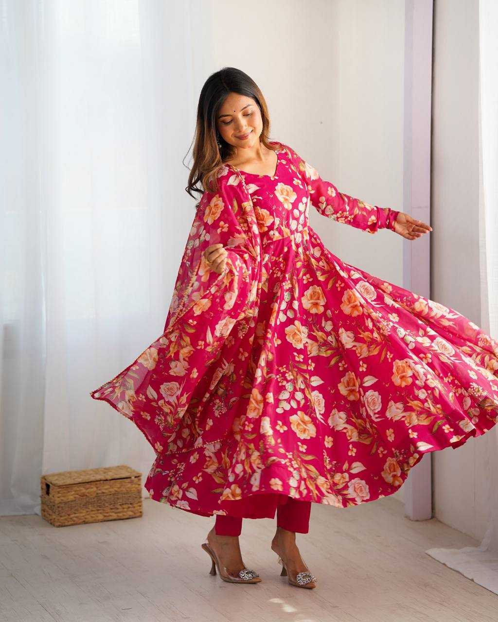 Ynf Organza Silk KESH504 274 Gowns Wedding Collections Festive Collections Wholesale Printed Gowns Anarkali Gown Wedding Outfits Manufacturer