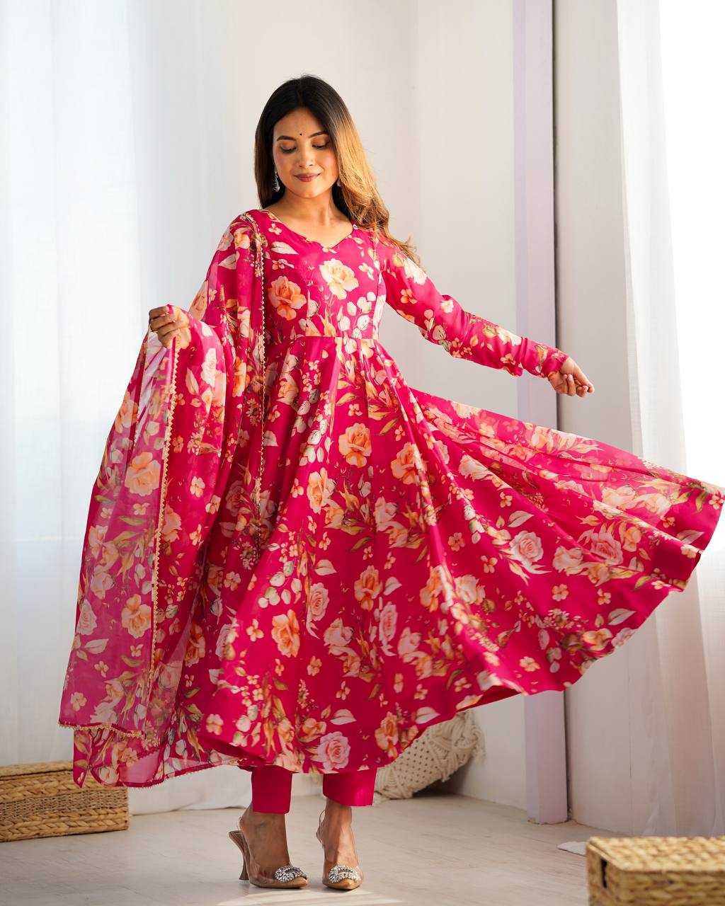 Ynf Organza Silk KESH504 274 Gowns Wedding Collections Festive Collections Wholesale Printed Gowns Anarkali Gown Wedding Outfits Manufacturer