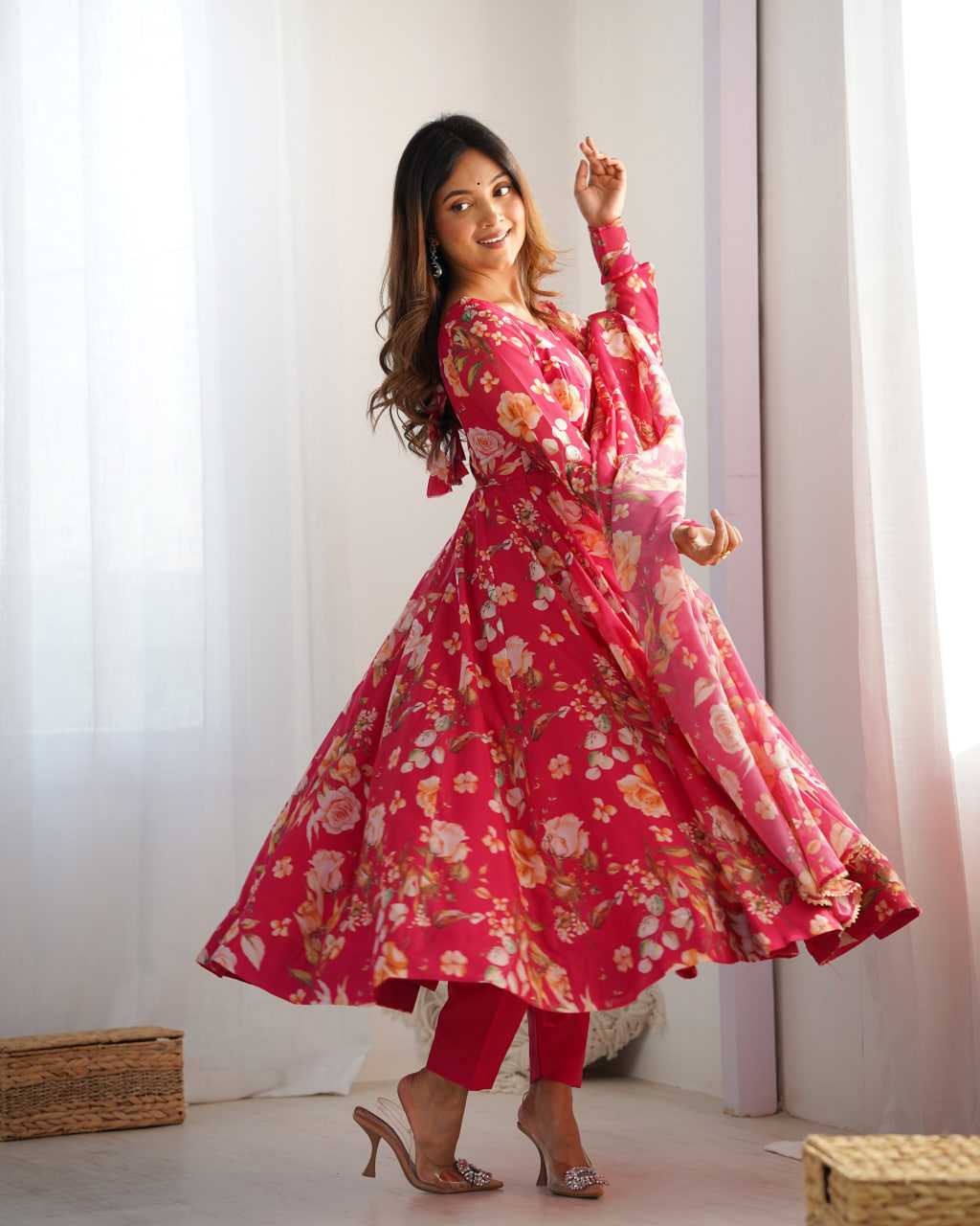 Ynf Organza Silk KESH504 274 Gowns Wedding Collections Festive Collections Wholesale Printed Gowns Anarkali Gown Wedding Outfits Manufacturer