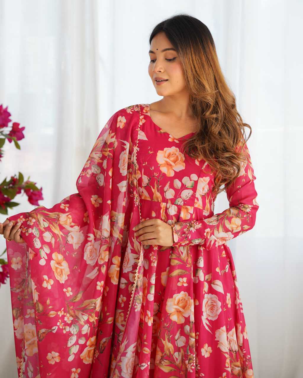 Ynf Organza Silk KESH504 274 Gowns Wedding Collections Festive Collections Wholesale Printed Gowns Anarkali Gown Wedding Outfits Manufacturer