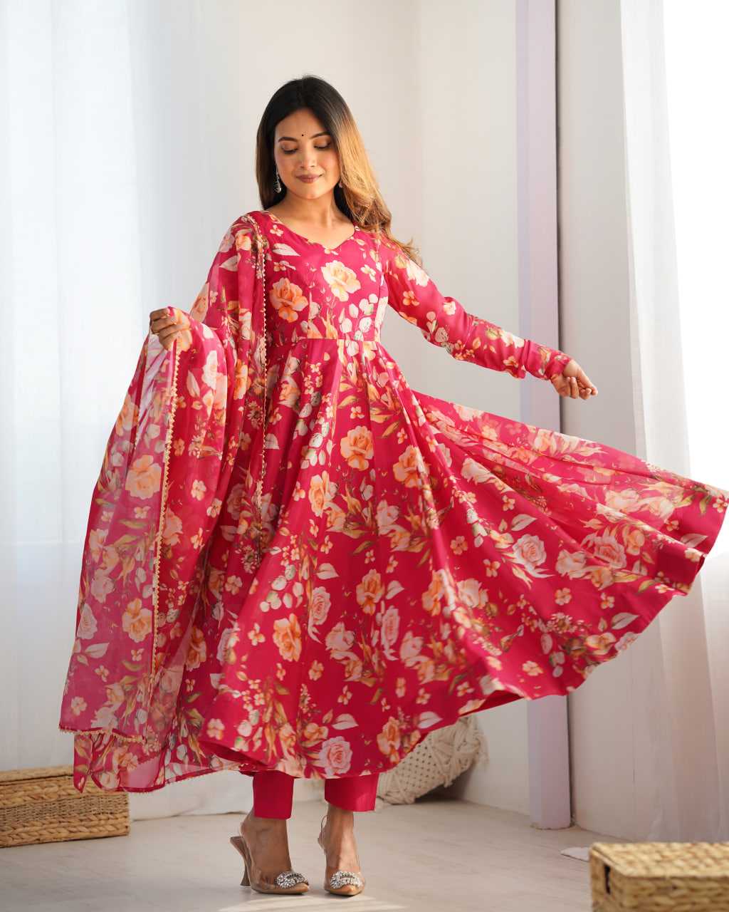 Ynf Organza Silk KESH504 274 Gowns Wedding Collections Festive Collections Wholesale Printed Gowns Anarkali Gown Wedding Outfits Manufacturer