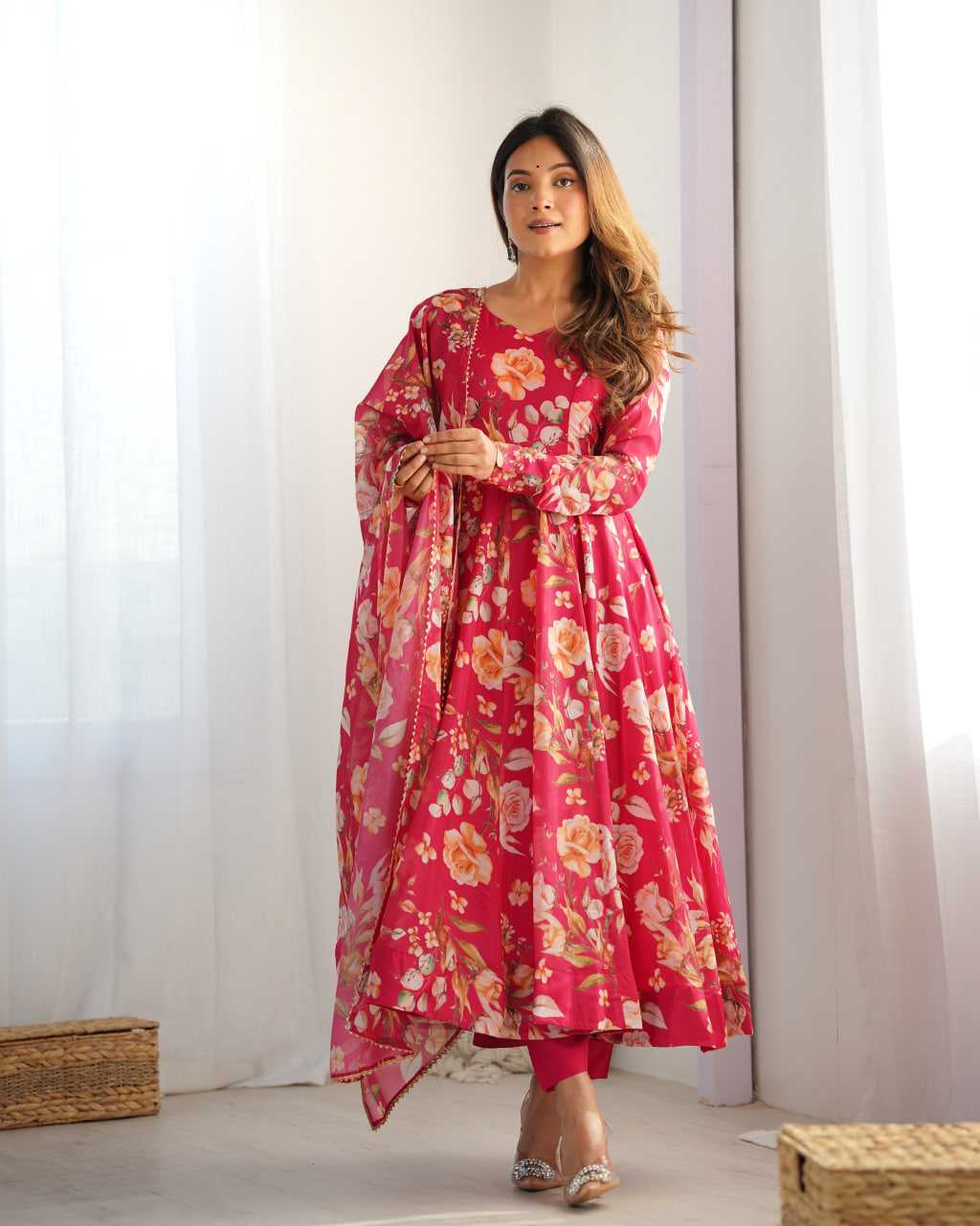 Ynf Organza Silk KESH504 274 Gowns Wedding Collections Festive Collections Wholesale Printed Gowns Anarkali Gown Wedding Outfits Manufacturer
