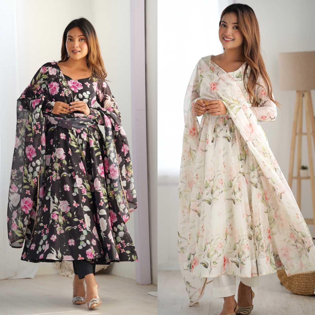 Ynf Organza Silk KESH504 274 Gowns Wedding Collections Festive Collections Wholesale Printed Gowns Anarkali Gown Wedding Outfits Manufacturer