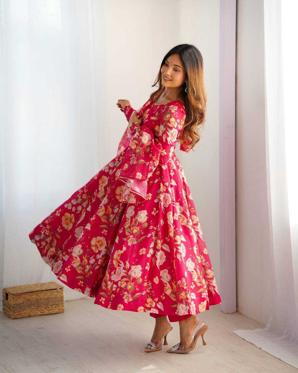 Ynf Organza Silk KESH504 274 Gowns Wedding Collections Festive Collections Wholesale Printed Gowns Anarkali Gown Wedding Outfits Manufacturer