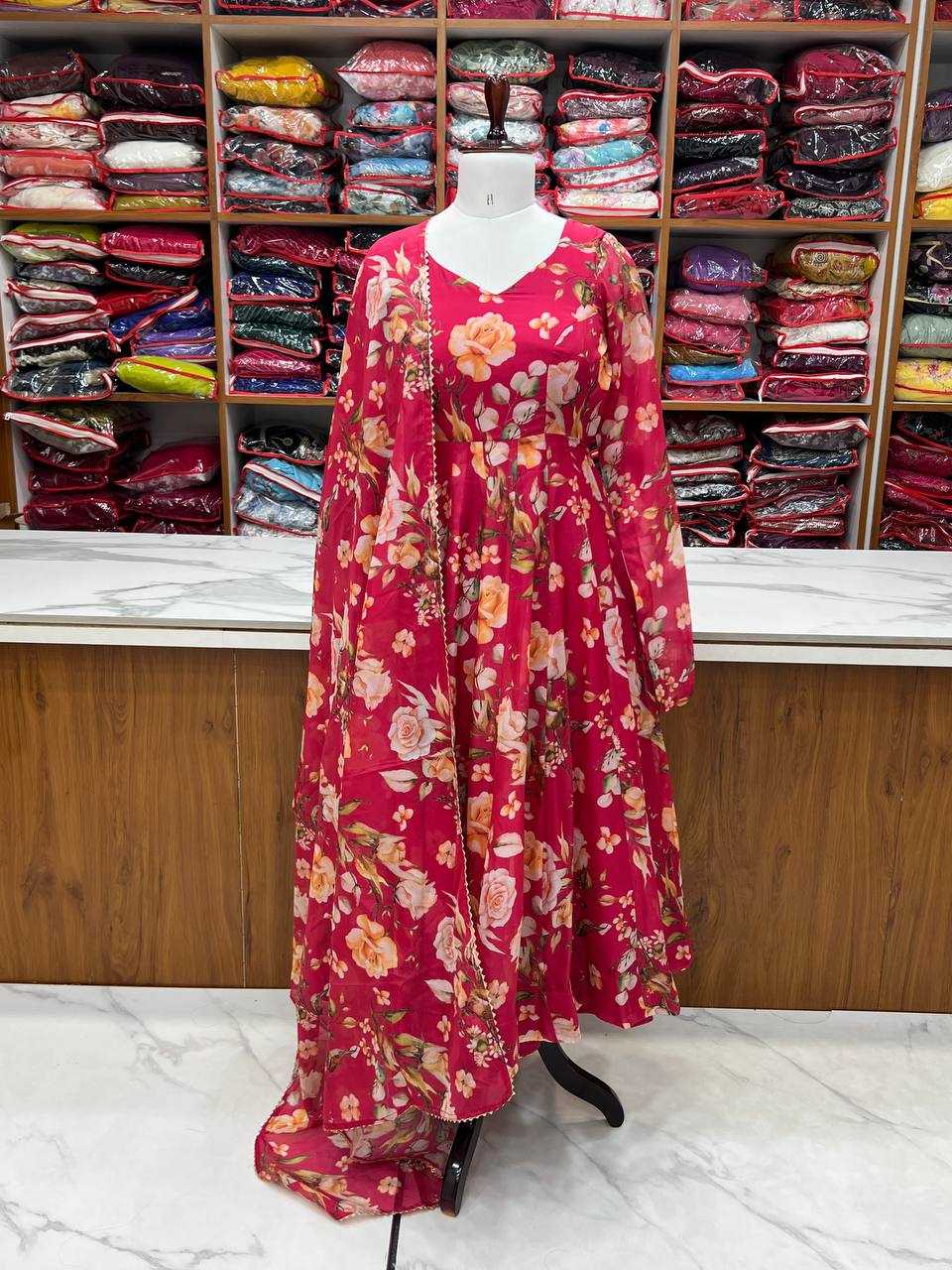 Ynf Organza Silk KESH504 274 Gowns Wedding Collections Festive Collections Wholesale Printed Gowns Anarkali Gown Wedding Outfits Manufacturer