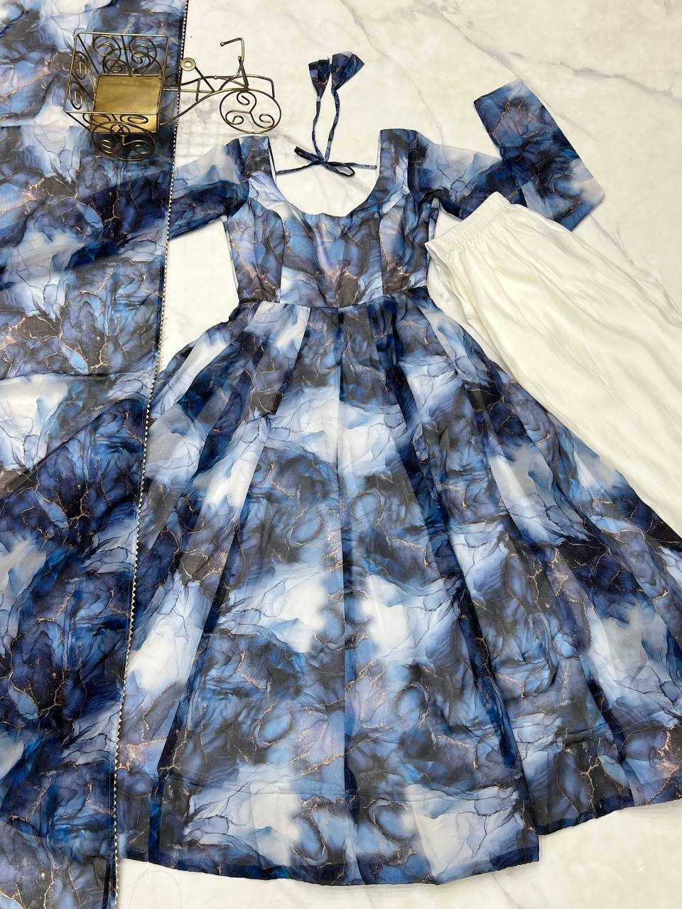 Ynf Organza Silk KESH504 286 Gowns Wedding Collections Festive Collections Wholesale Printed Gowns Anarkali Gown Gown With Dupatta Manufacturer