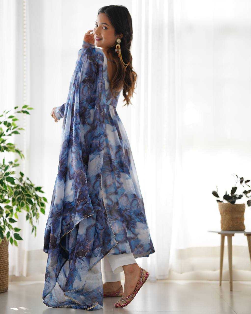 Ynf Organza Silk KESH504 286 Gowns Wedding Collections Festive Collections Wholesale Printed Gowns Anarkali Gown Gown With Dupatta Manufacturer