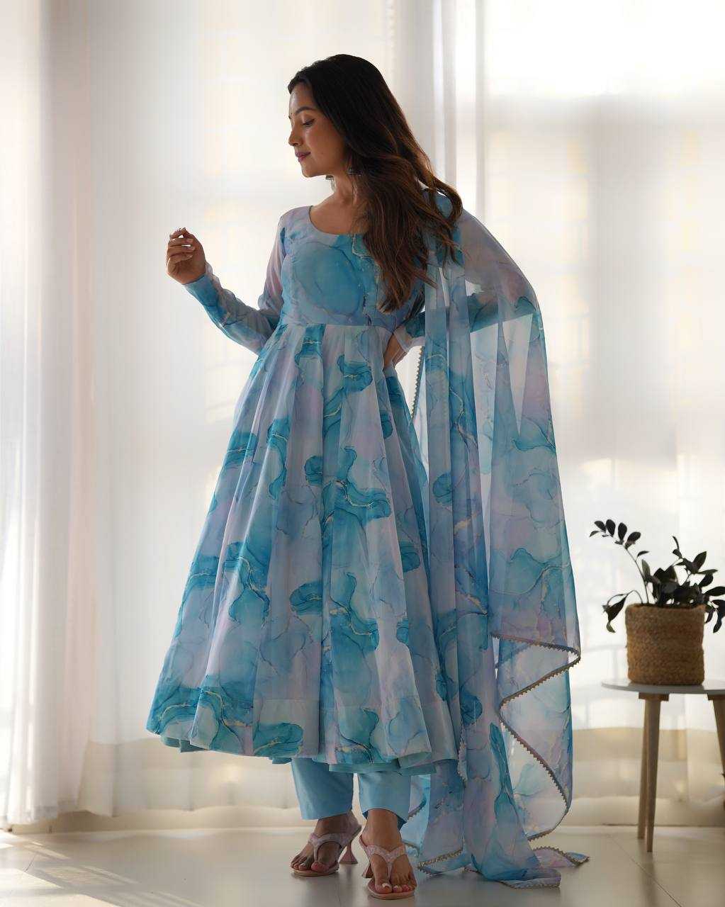 Ynf Organza Silk KESH504 286 Gowns Wedding Collections Festive Collections Wholesale Printed Gowns Anarkali Gown Silk Gowns Manufacturer