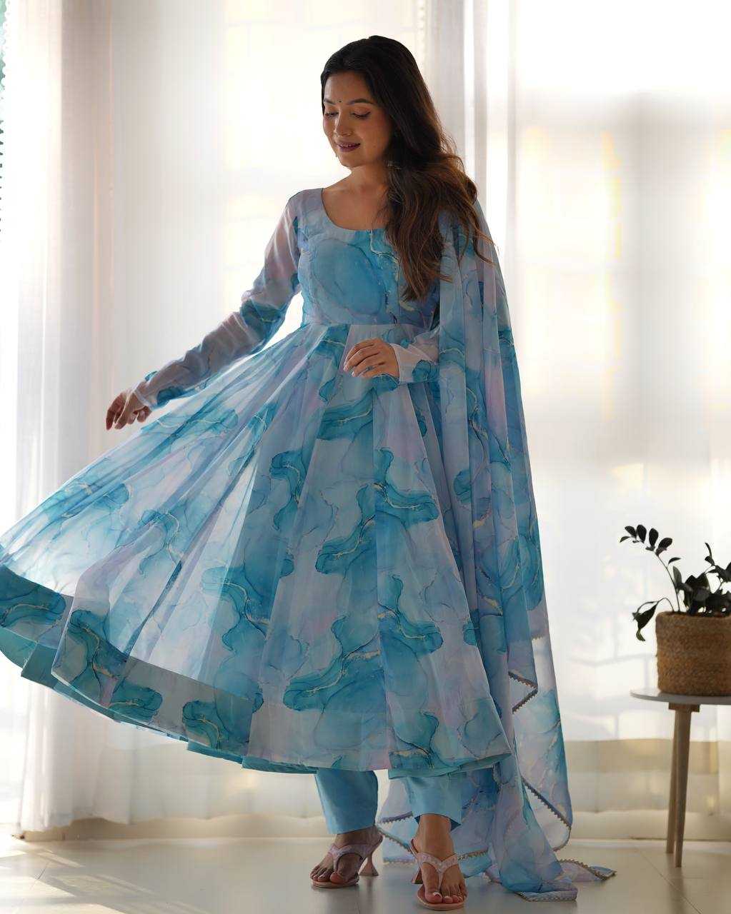 Ynf Organza Silk KESH504 286 Gowns Wedding Collections Festive Collections Wholesale Printed Gowns Anarkali Gown Silk Gowns Manufacturer