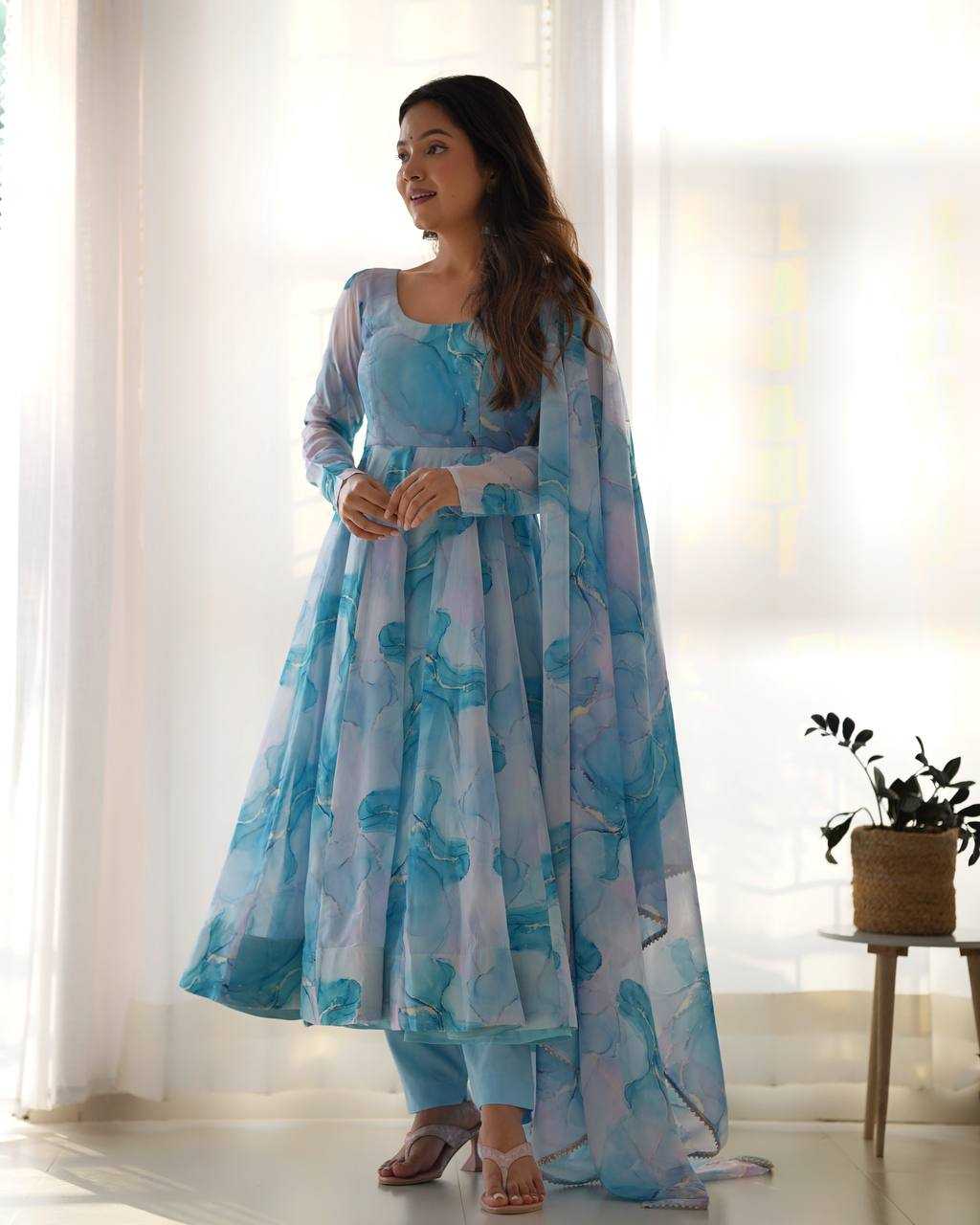Ynf Organza Silk KESH504 286 Gowns Wedding Collections Festive Collections Wholesale Printed Gowns Anarkali Gown Silk Gowns Manufacturer