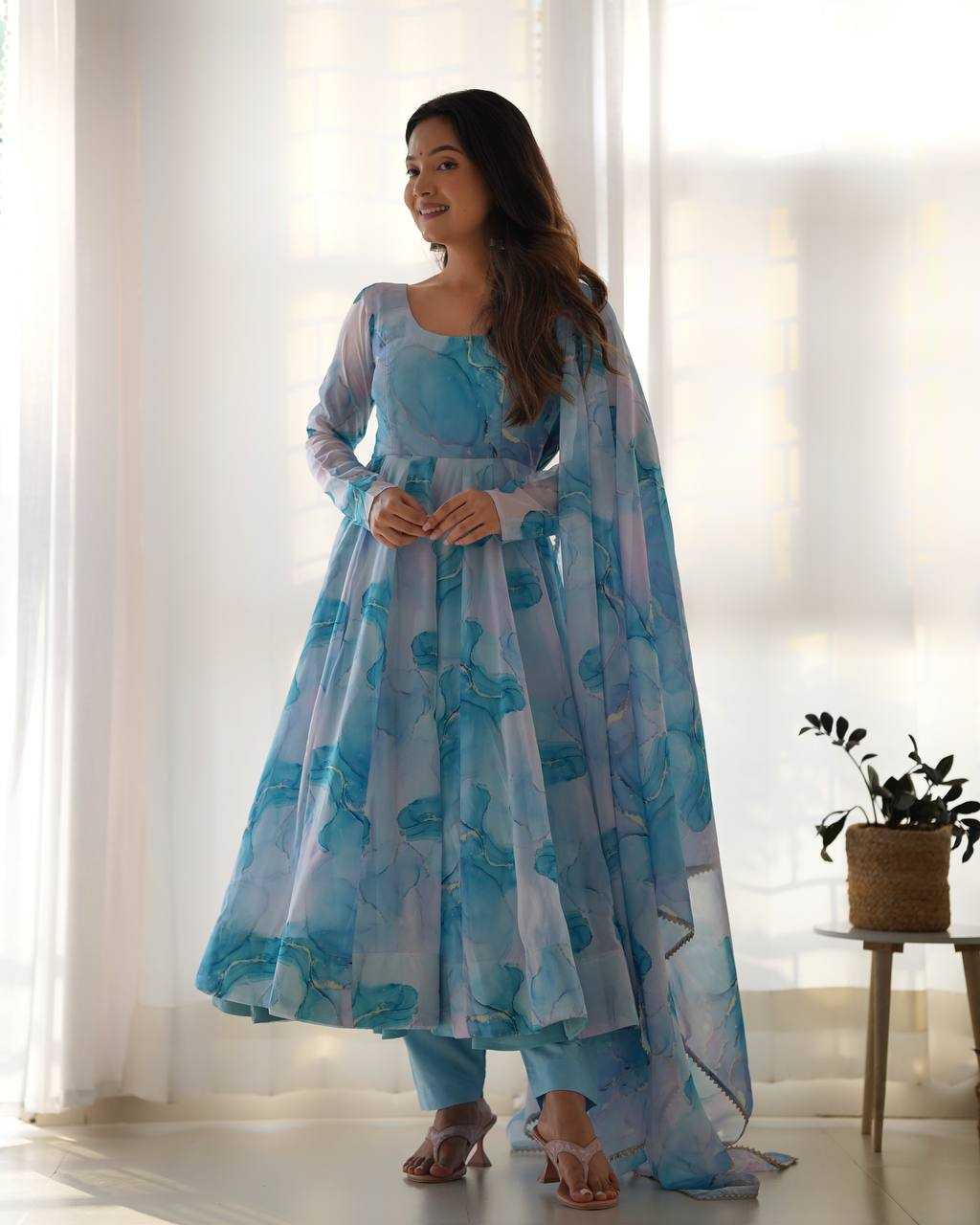 Ynf Organza Silk KESH504 286 Gowns Wedding Collections Festive Collections Wholesale Printed Gowns Anarkali Gown Silk Gowns Manufacturer