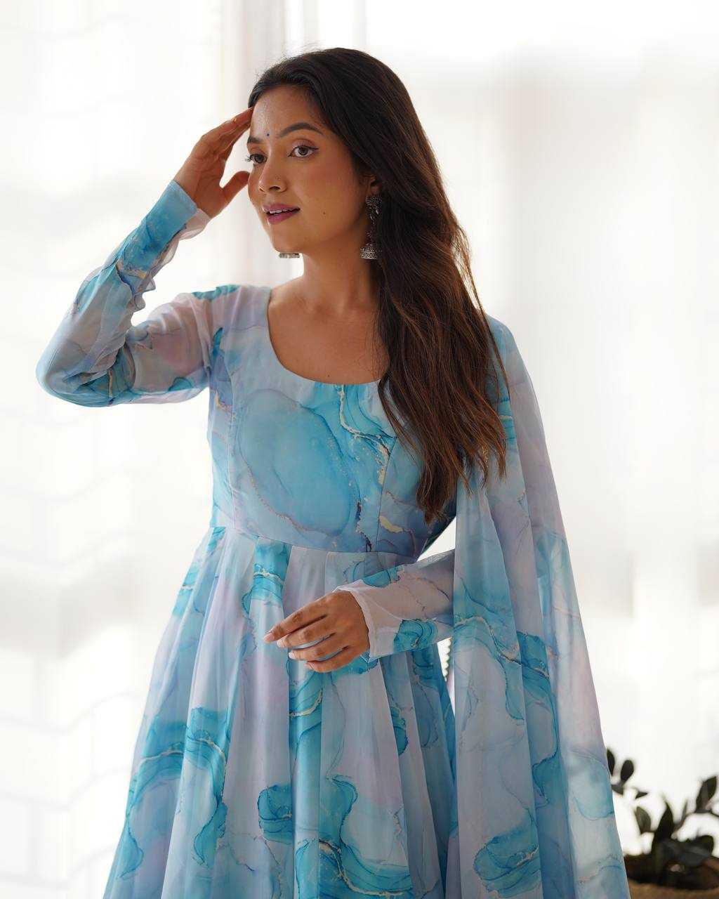 Ynf Organza Silk KESH504 286 Gowns Wedding Collections Festive Collections Wholesale Printed Gowns Anarkali Gown Silk Gowns Manufacturer