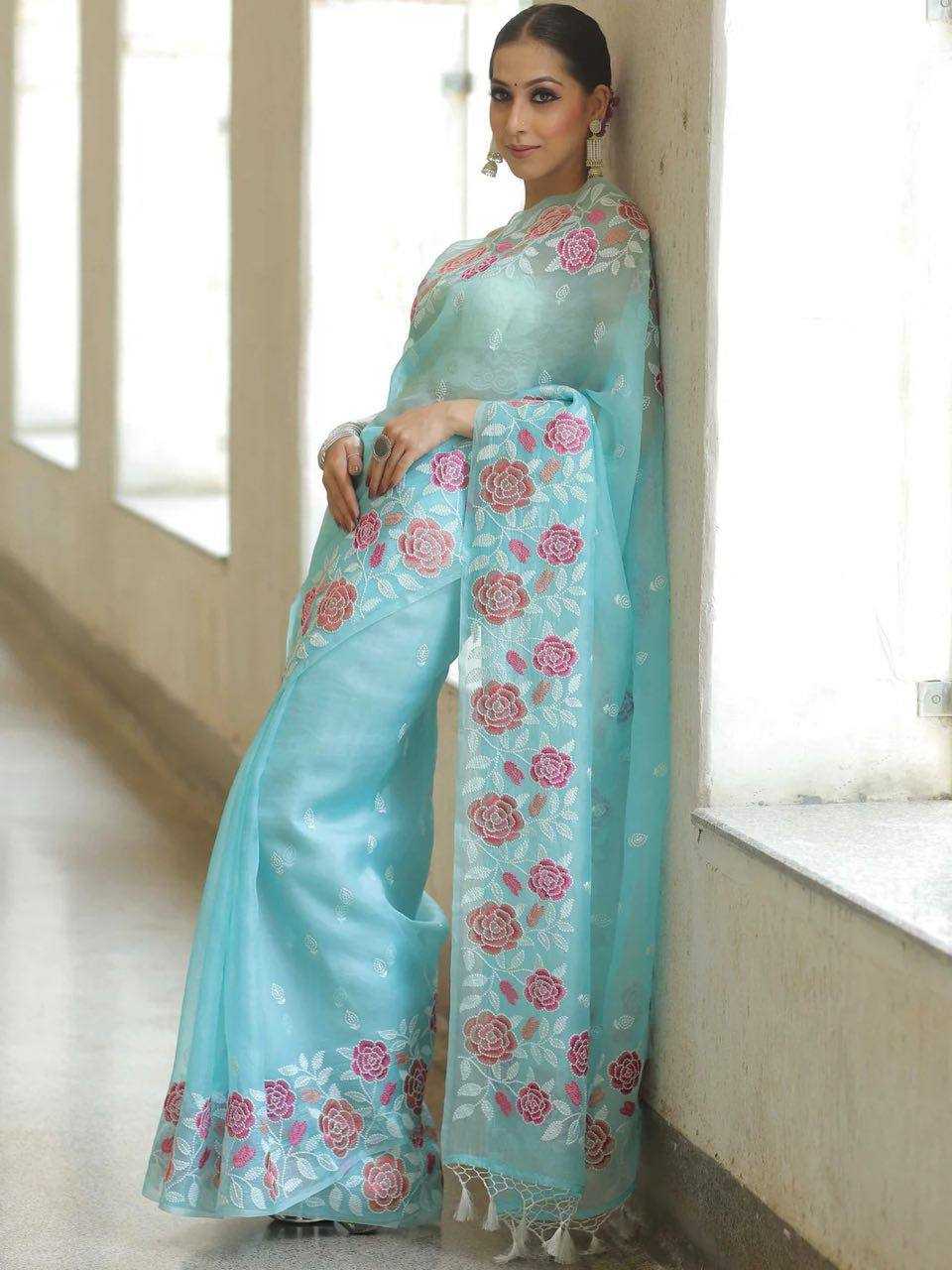 Ynf Organza Silk RIN131 318 Silk Sarees Wholesale Party Wear Silk Sarees Embroidered Silk Sarees Manufacturer