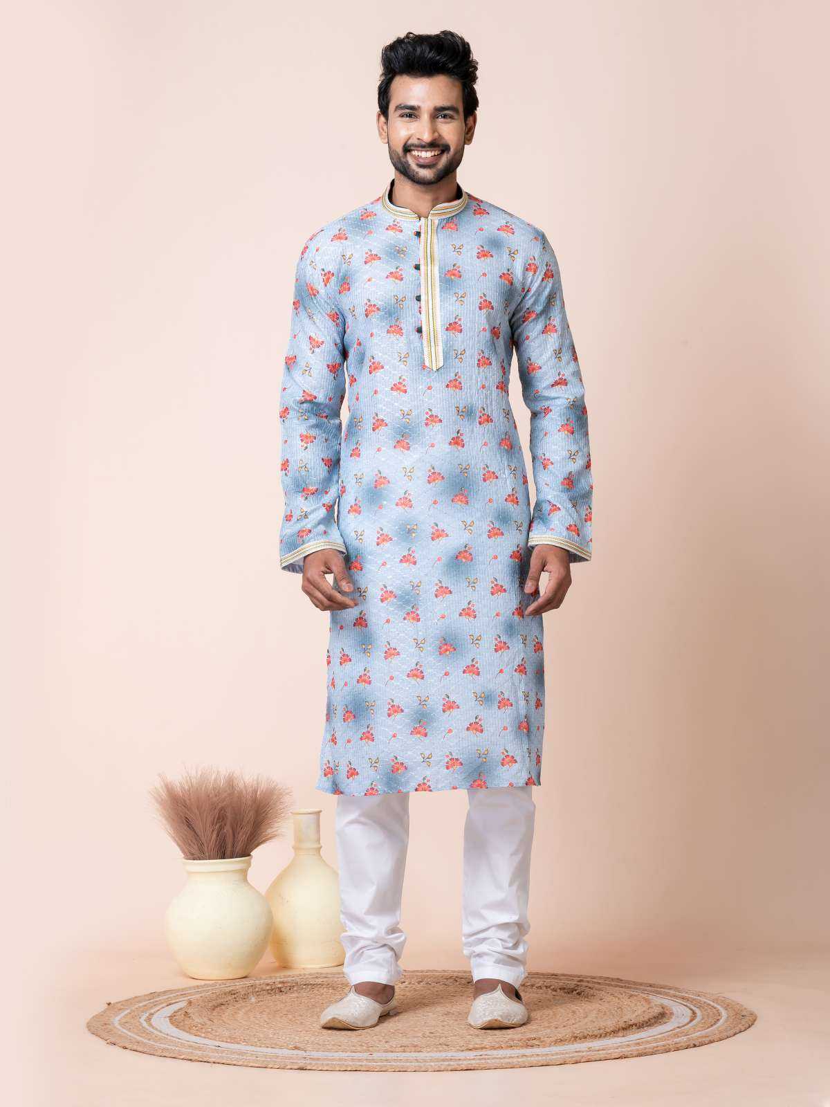 Ynf Poly Cotton RIN223 3480B Mens Wear Festive Collections Wholesale Mens Kurtas Mens Kurta Pyjama Onam Collections Manufacturer