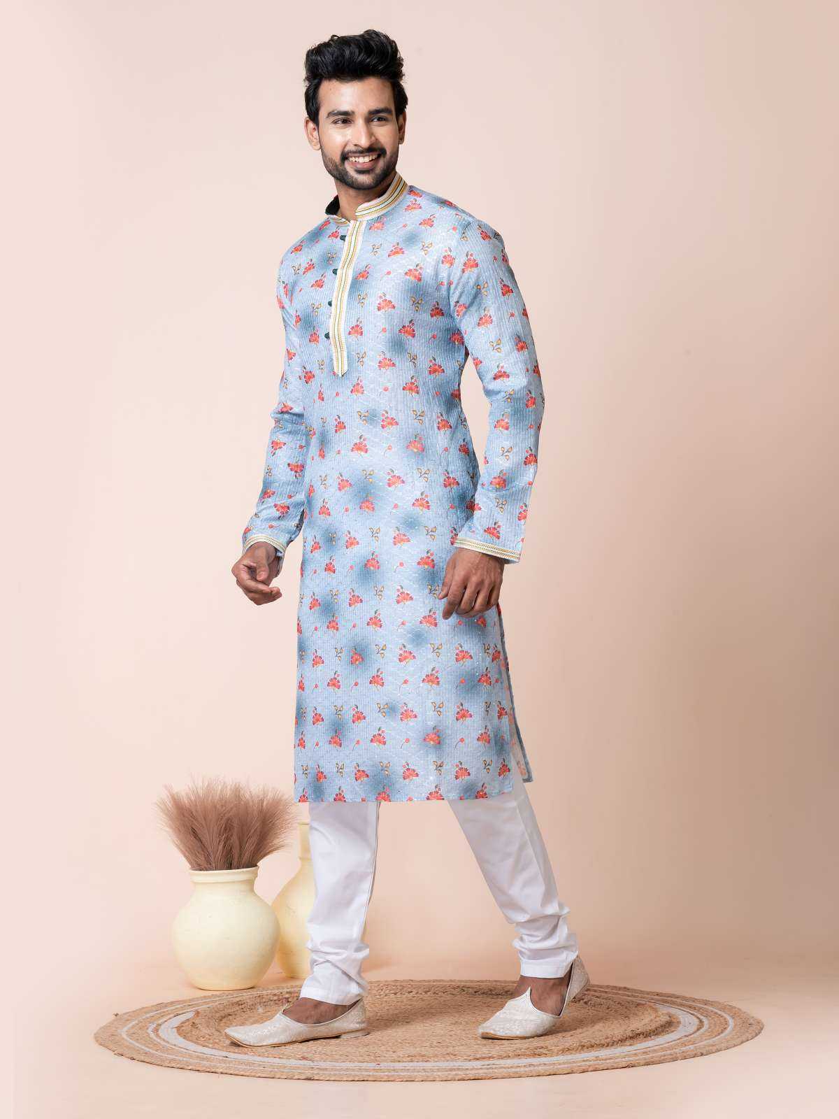 Ynf Poly Cotton RIN223 3480B Mens Wear Festive Collections Wholesale Mens Kurtas Mens Kurta Pyjama Onam Collections Manufacturer