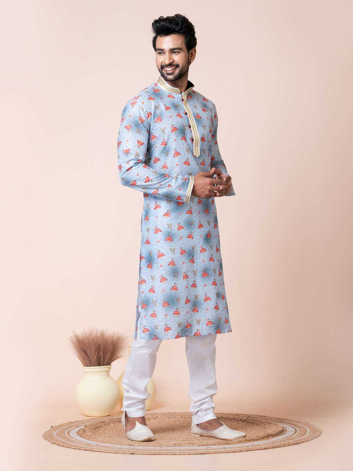 Ynf Poly Cotton RIN223 3480B Mens Wear Festive Collections Wholesale Mens Kurtas Mens Kurta Pyjama Onam Collections Manufacturer