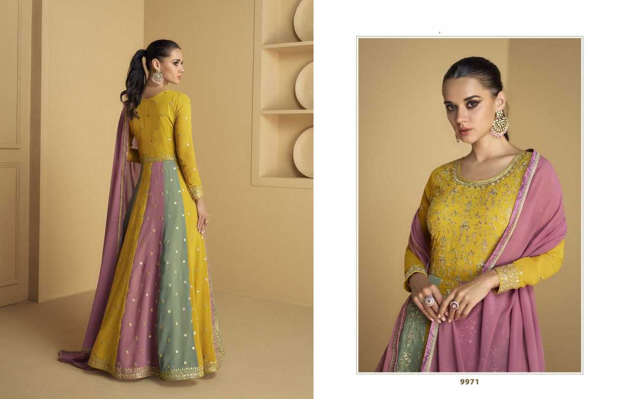 Ynf Poly Georgette KESH504 9971 Gowns Wholesale Embroidery Gowns Long Gowns Georgette Gown Manufacturer
