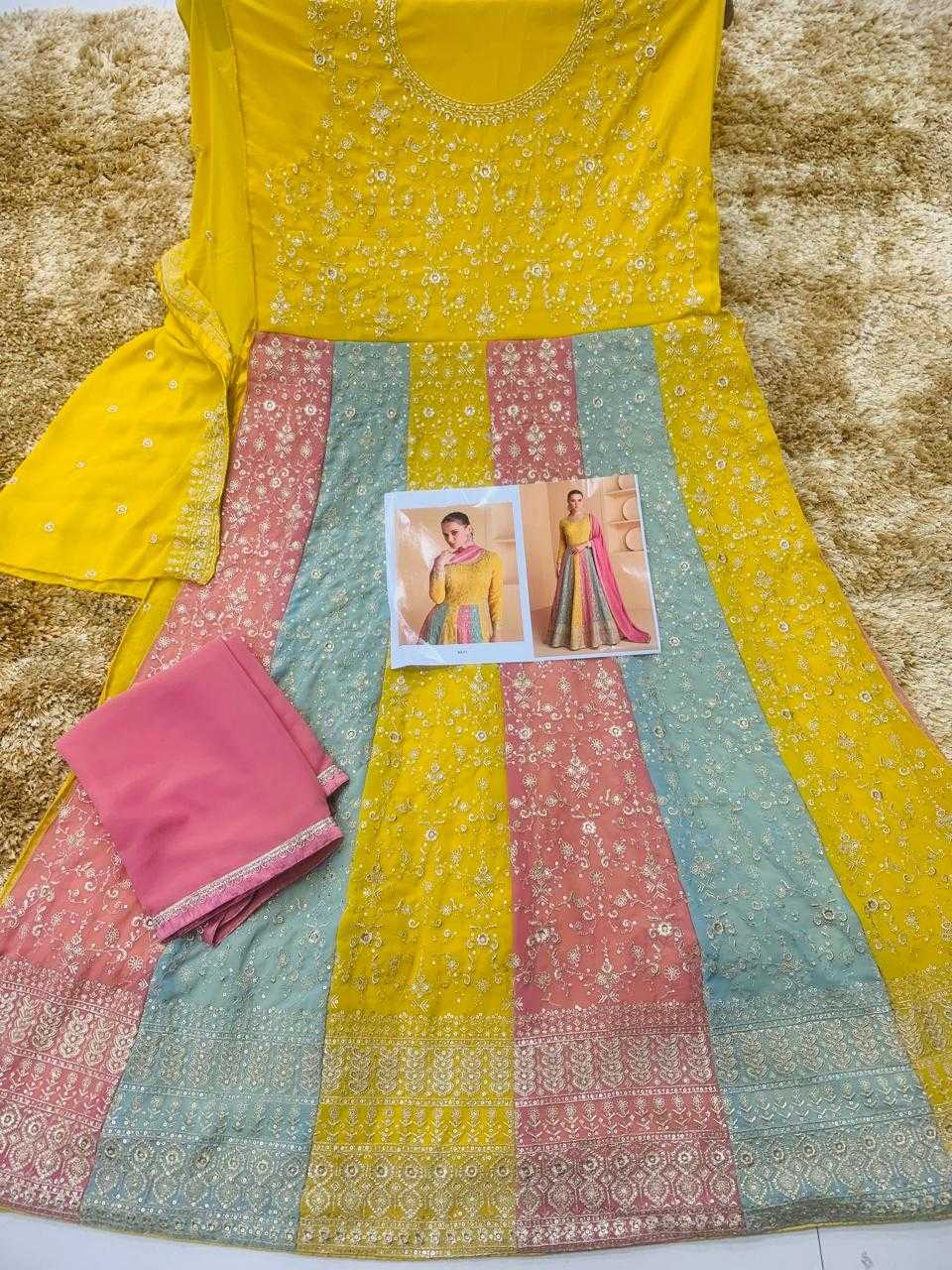 Ynf Poly Georgette KESH504 9971 Gowns Wholesale Embroidery Gowns Long Gowns Georgette Gown Manufacturer
