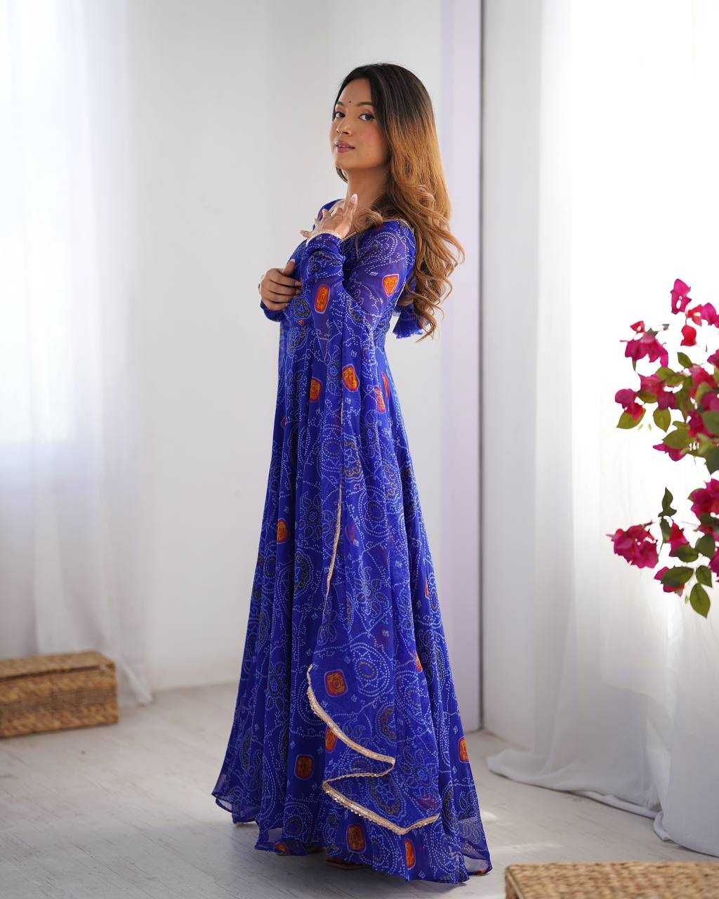 Ynf Pure Chiffon KESH504 48 Gowns Wedding Collections Festive Collections Wholesale Anarkali Gown Chiffon Gowns Lightweight Gowns Manufacturer