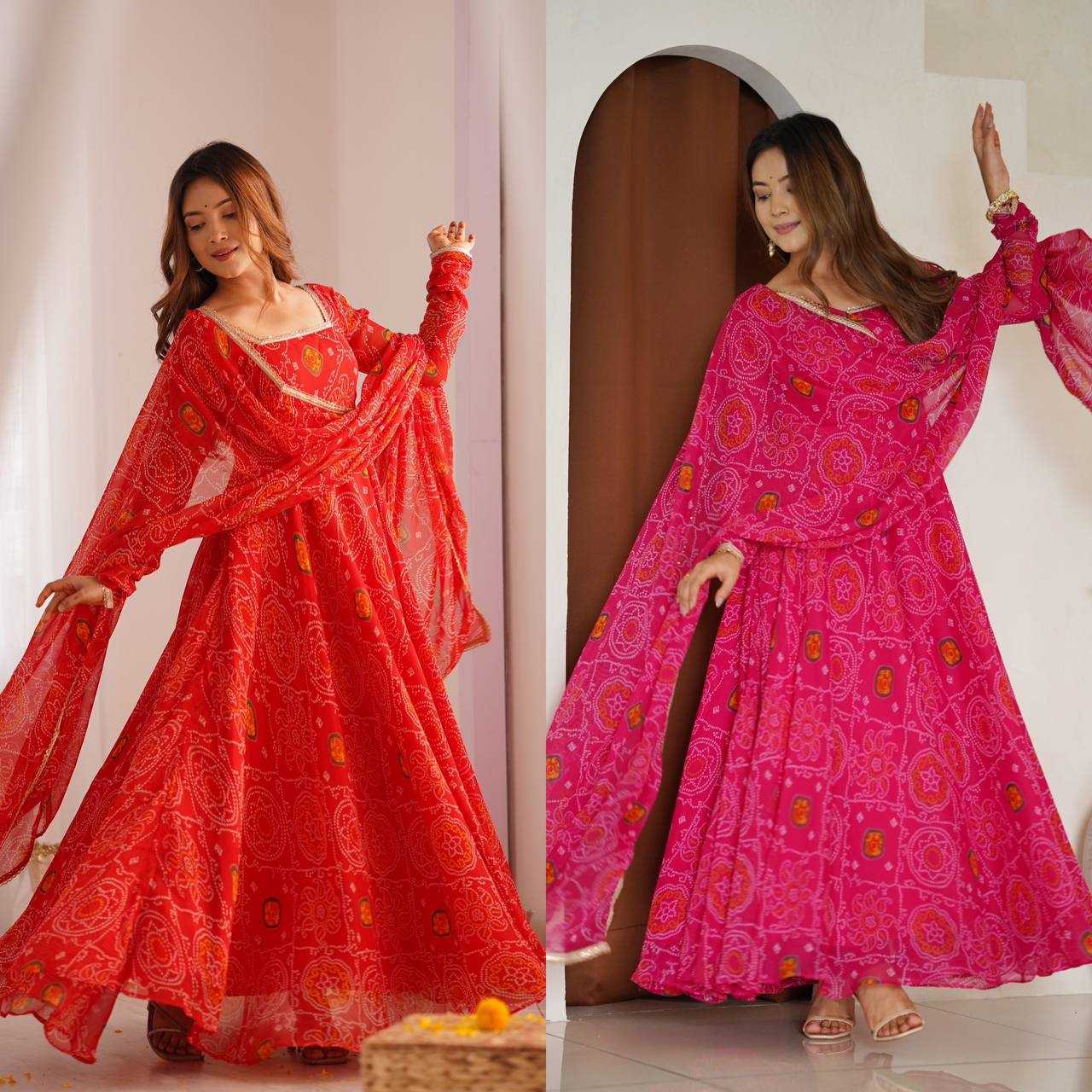 Ynf Pure Chiffon KESH504 48 Gowns Wedding Collections Festive Collections Wholesale Anarkali Gown Chiffon Gowns Lightweight Gowns Manufacturer
