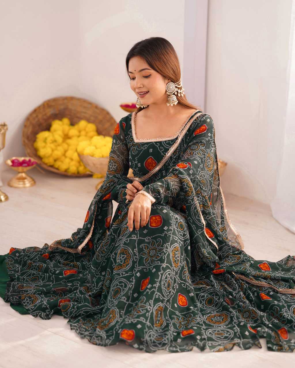 Ynf Pure Chiffon KESH504 48 Gowns Wedding Collections Festive Collections Wholesale Anarkali Gown Chiffon Gowns Lightweight Gowns Manufacturer