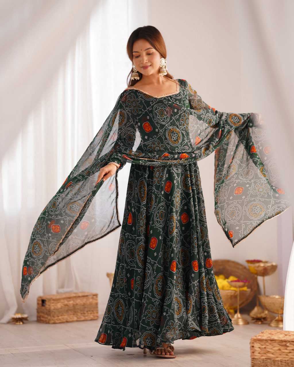 Ynf Pure Chiffon KESH504 48 Gowns Wedding Collections Festive Collections Wholesale Anarkali Gown Chiffon Gowns Lightweight Gowns Manufacturer