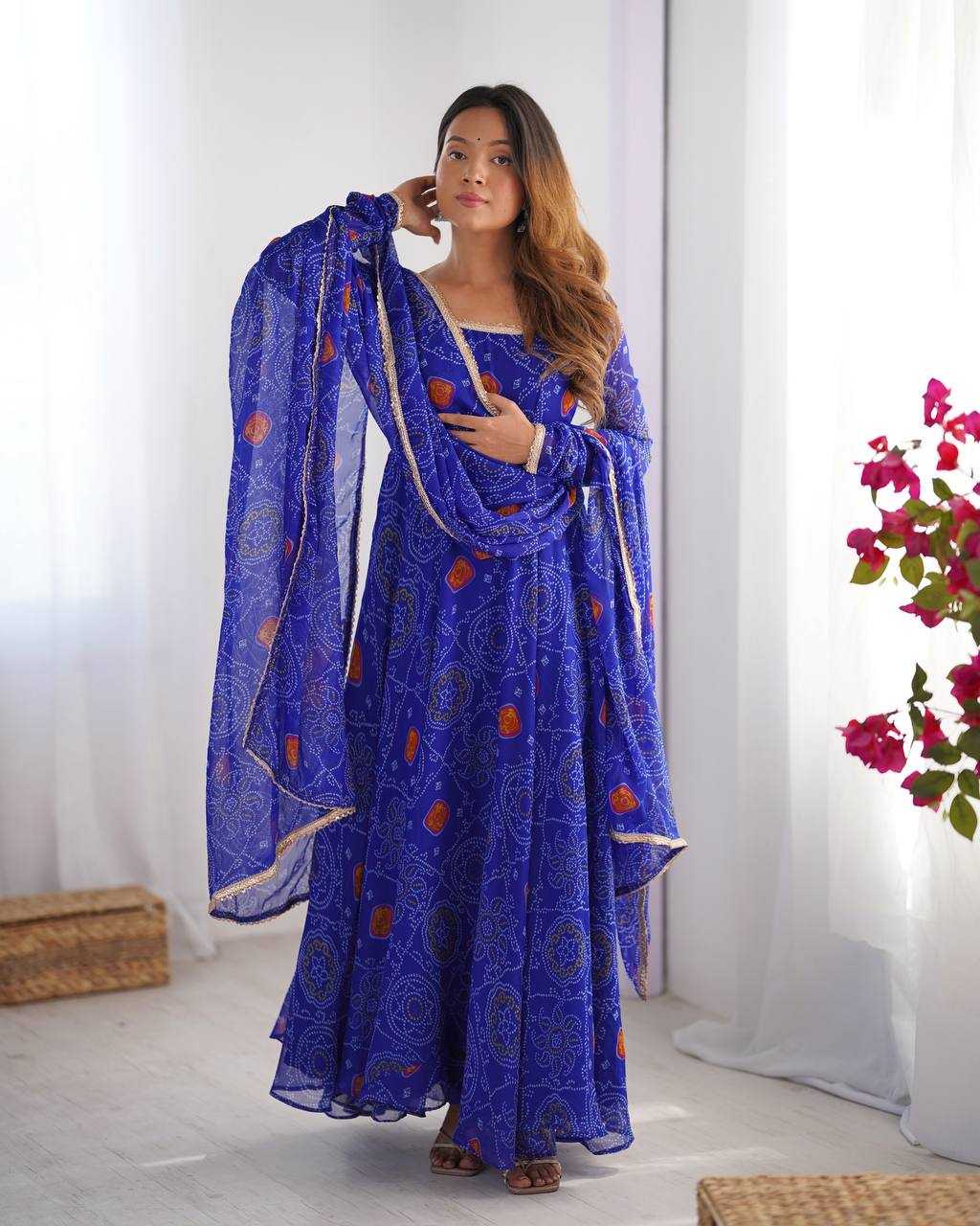 Ynf Pure Chiffon KESH504 48 Gowns Wedding Collections Festive Collections Wholesale Anarkali Gown Chiffon Gowns Lightweight Gowns Manufacturer