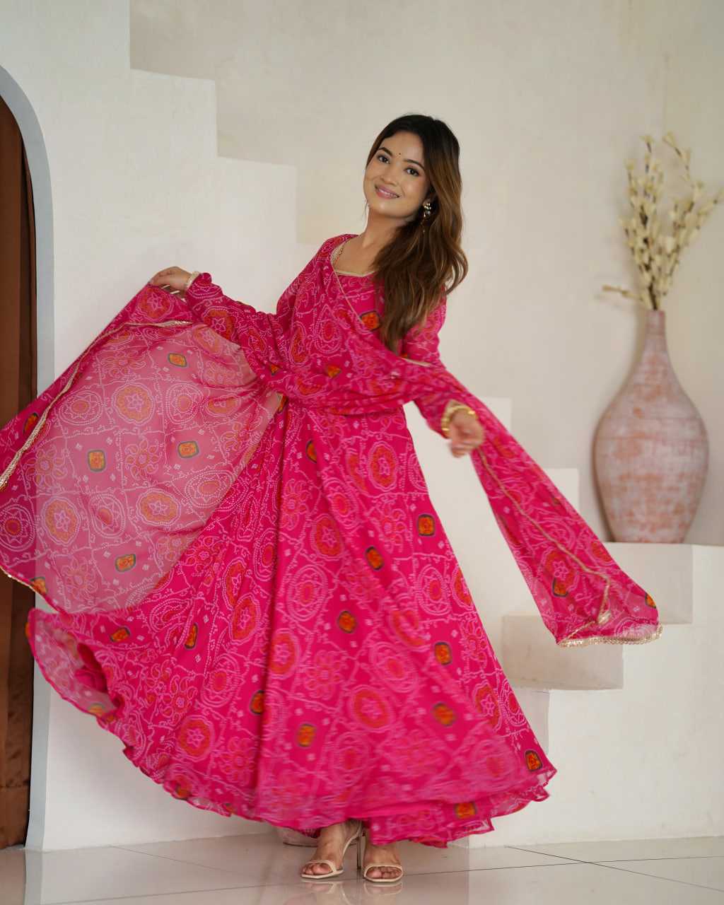 Ynf Pure Chiffon KESH504 48 Gowns Wedding Collections Festive Collections Wholesale Anarkali Gown Chiffon Gowns Lightweight Gowns Manufacturer