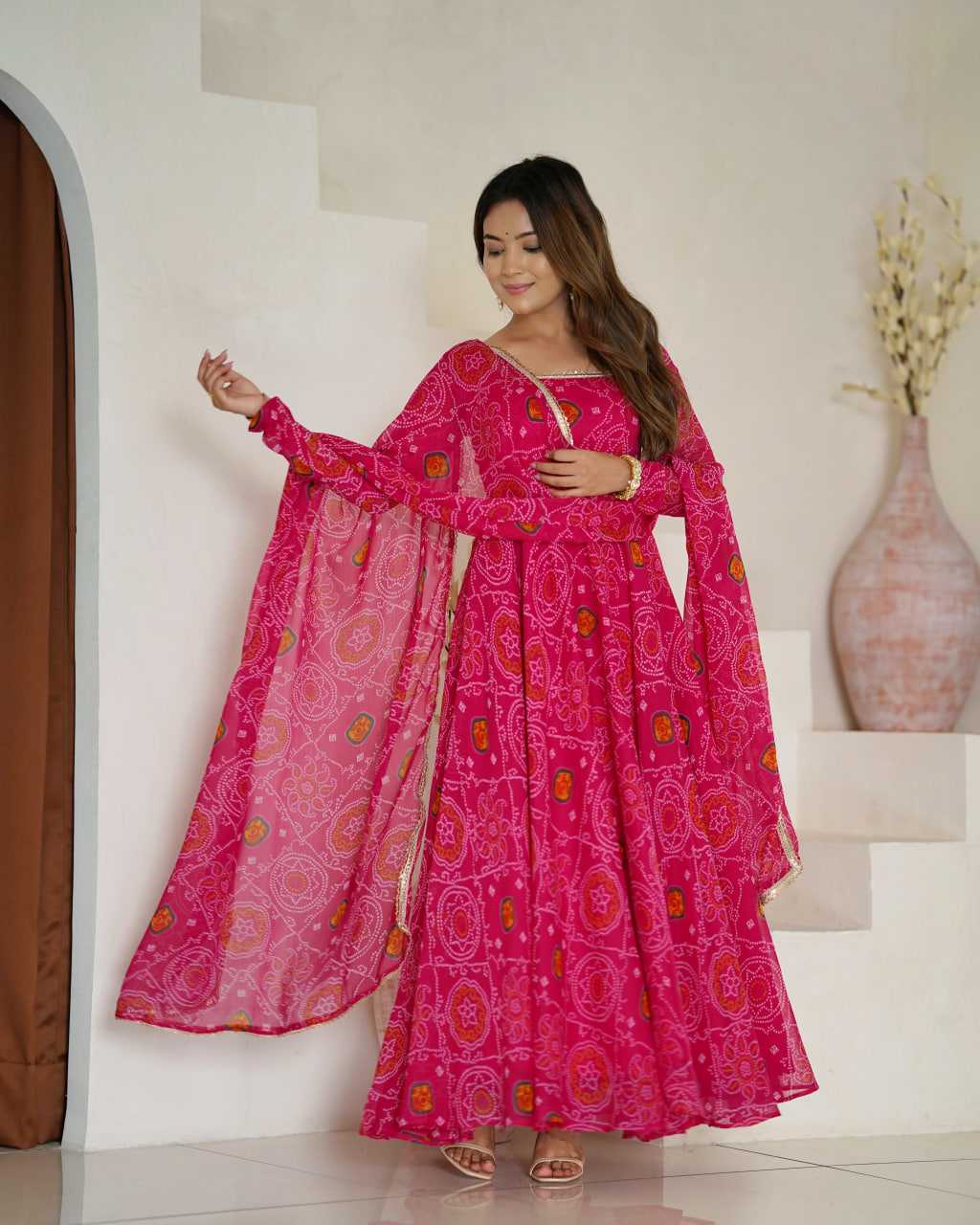 Ynf Pure Chiffon KESH504 48 Gowns Wedding Collections Festive Collections Wholesale Anarkali Gown Chiffon Gowns Lightweight Gowns Manufacturer