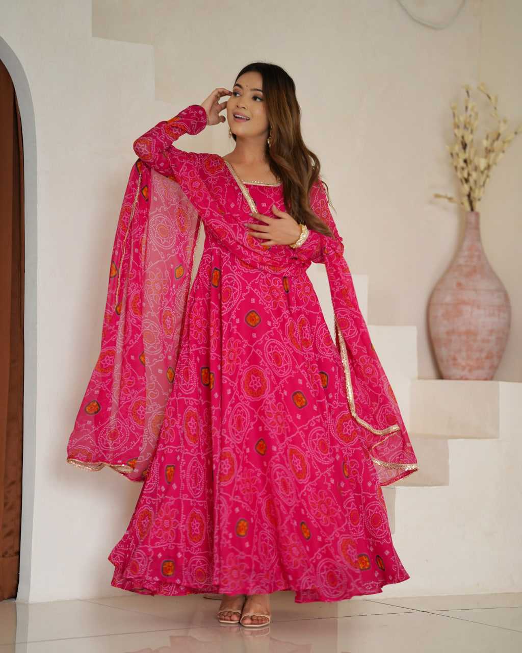 Ynf Pure Chiffon KESH504 48 Gowns Wedding Collections Festive Collections Wholesale Anarkali Gown Chiffon Gowns Lightweight Gowns Manufacturer