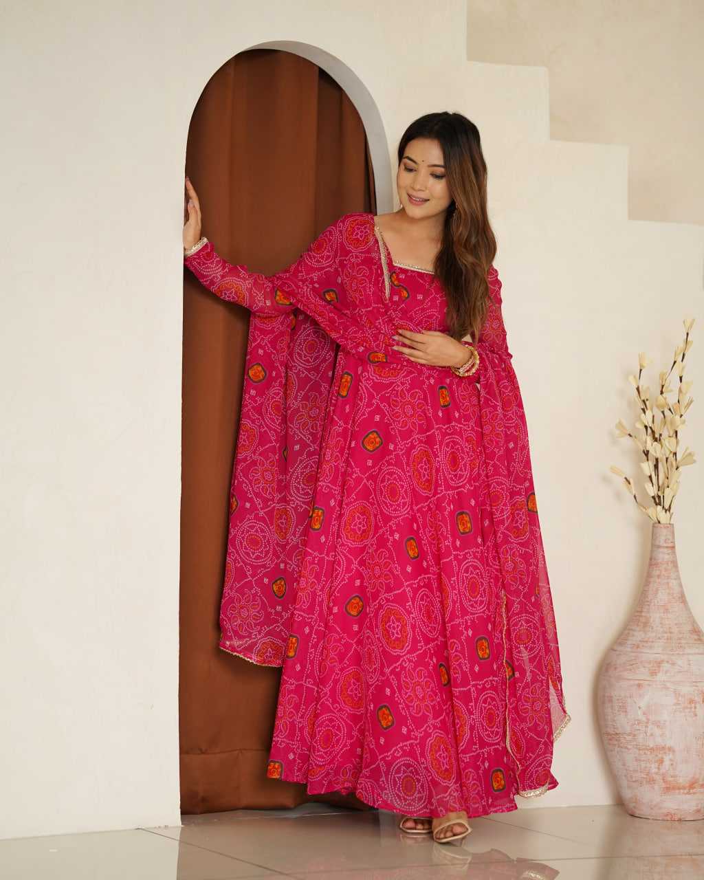 Ynf Pure Chiffon KESH504 48 Gowns Wedding Collections Festive Collections Wholesale Anarkali Gown Chiffon Gowns Lightweight Gowns Manufacturer