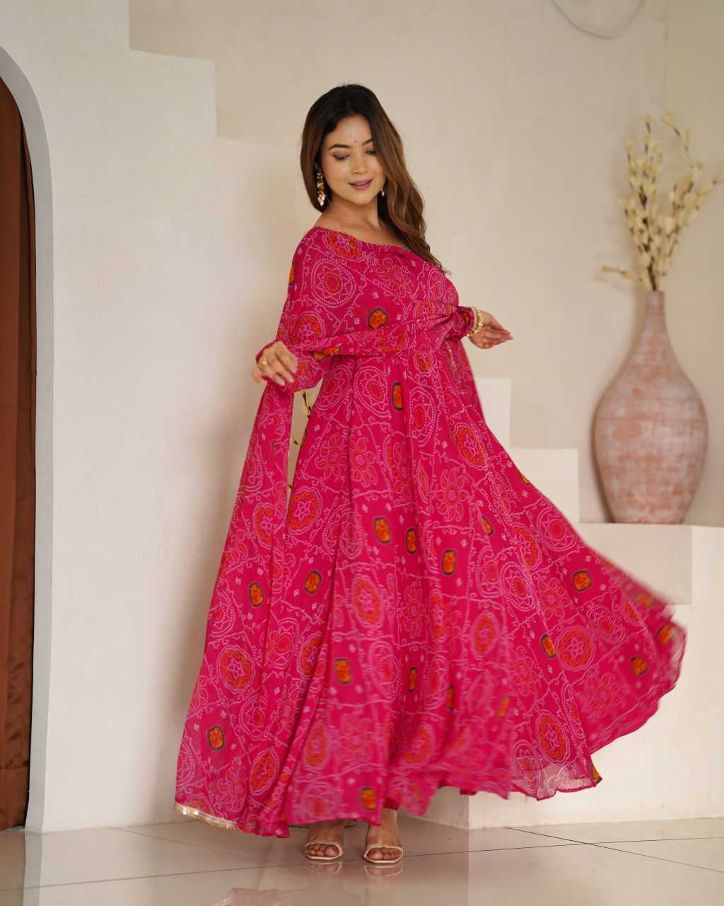 Ynf Pure Chiffon KESH504 48 Gowns Wedding Collections Festive Collections Wholesale Anarkali Gown Chiffon Gowns Lightweight Gowns Manufacturer