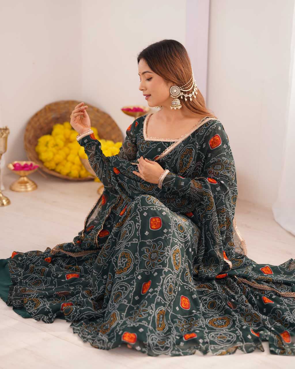 Ynf Pure Chiffon KESH504 48 Gowns Wedding Collections Festive Collections Wholesale Anarkali Gown Chiffon Gowns Lightweight Gowns Manufacturer