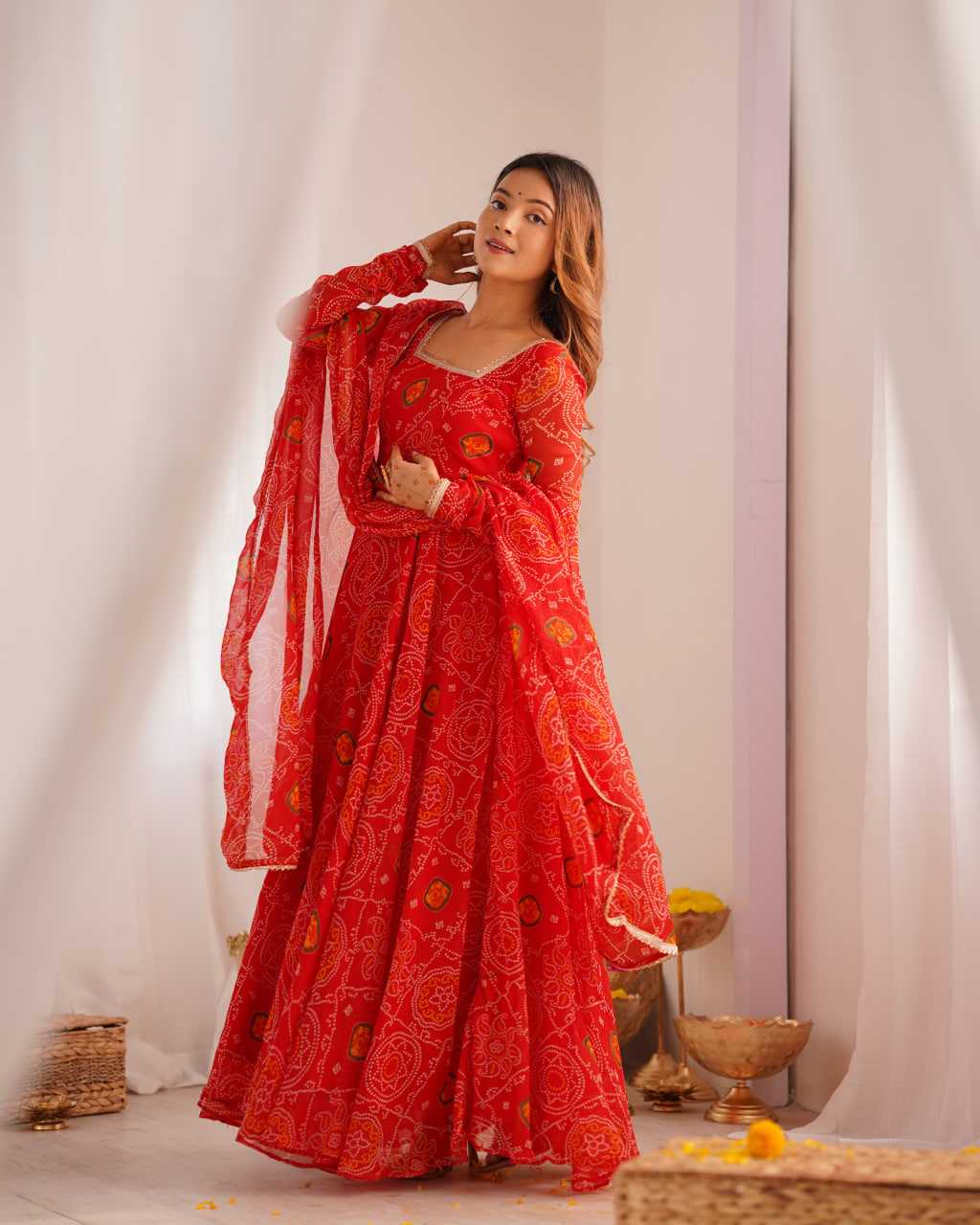 Ynf Pure Chiffon KESH504 48 Gowns Wedding Collections Festive Collections Wholesale Anarkali Gown Chiffon Gowns Lightweight Gowns Manufacturer